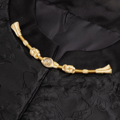 Handmade Cheongsam Satin Knot Buttons: Gold Foil Beads, Retro Ethnic Style
