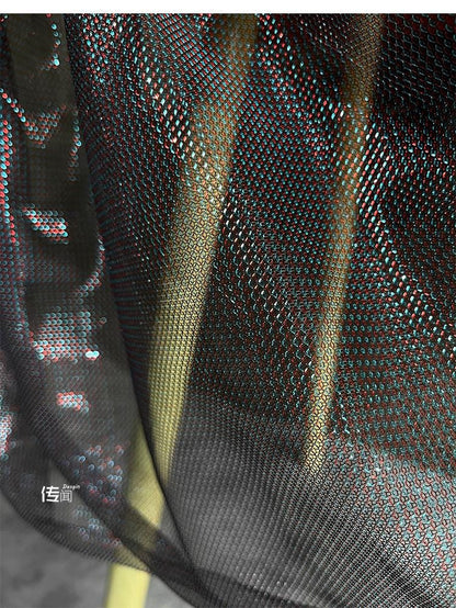 Laser Cut Hollow Mesh Fabric, Discolored Luxury Sewing Fabric, 59"W