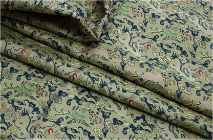 Flying Dragon Brocade Fabric: Chinese Emperor Robe Silk Blend (55"W)