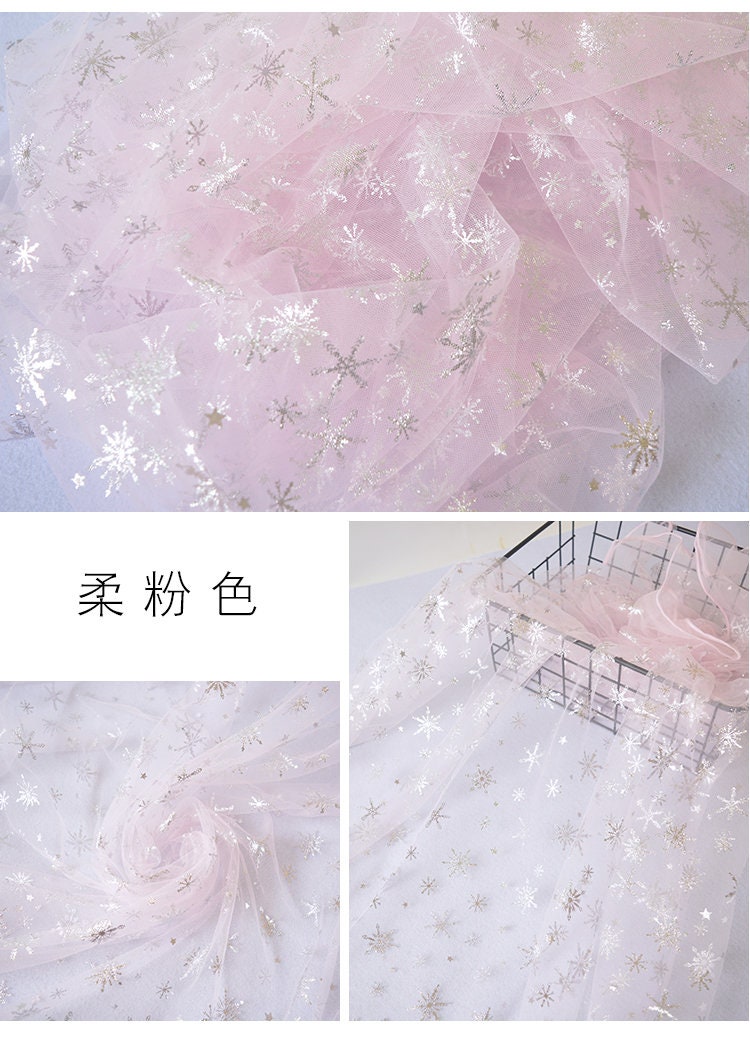 Tissu organza transparent à étoiles : Tissu pour robe La Reine des Neiges, 152 cm de large