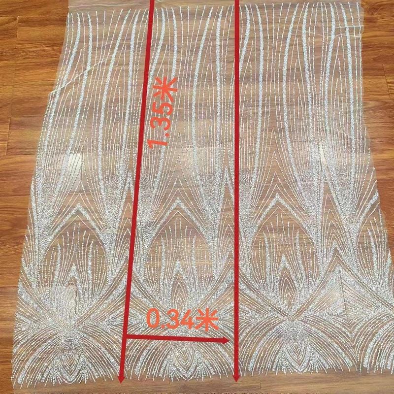 Beaded Sequin Lace Fabric: Bridal Wedding Veil, Gown Accessory