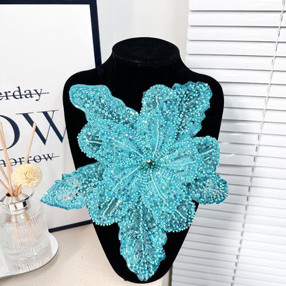 3D Floral Lace Appliqu�� ��� Beaded Sequin Flower Patch, Se