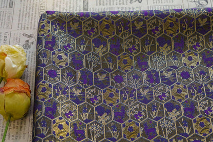 Gold Thread Brocade Fabric ��� Diamond Medallion, Tibetan Sty"W