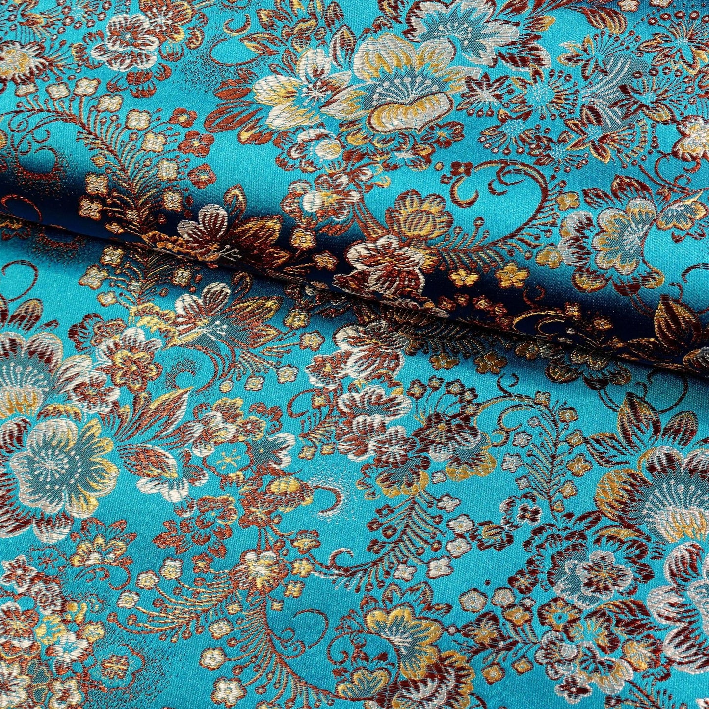 Peony Brocade Fabric: Colorful Cheongsam Qipao Sewing Material, 45"W