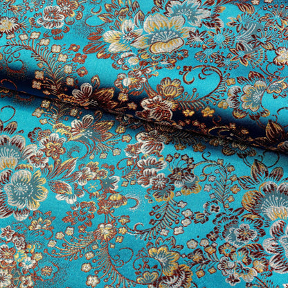 Peony Brocade Fabric: Colorful Cheongsam Qipao Sewing Material, 45"W