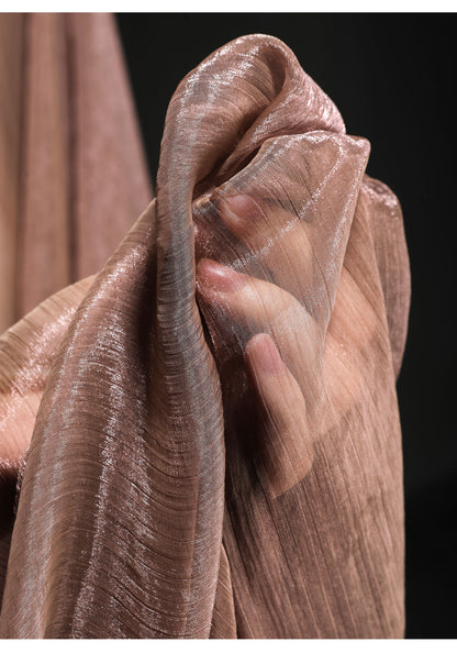 Bean Paste Chiffon Fabric: 57"W Sheer Art Retro Polyester Material
