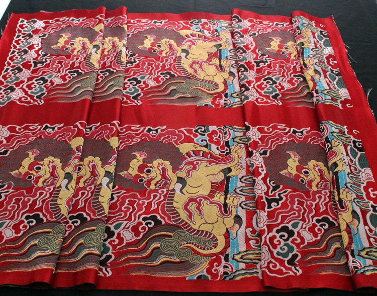 Tibetan Kirin Fabric: Silk Rayon Blend, Dharma Pad Upholstery
