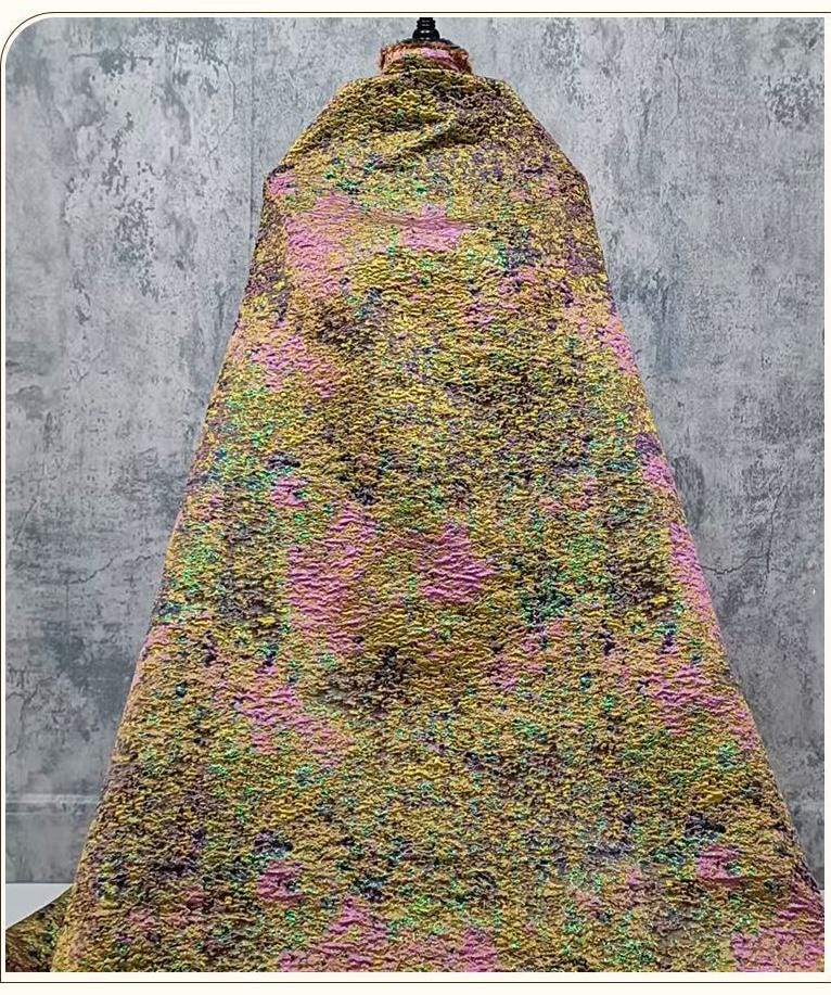 Reversible Jacquard Brocade Fabric with Oil Painting Effect & Metallic Threads, 56"Wide