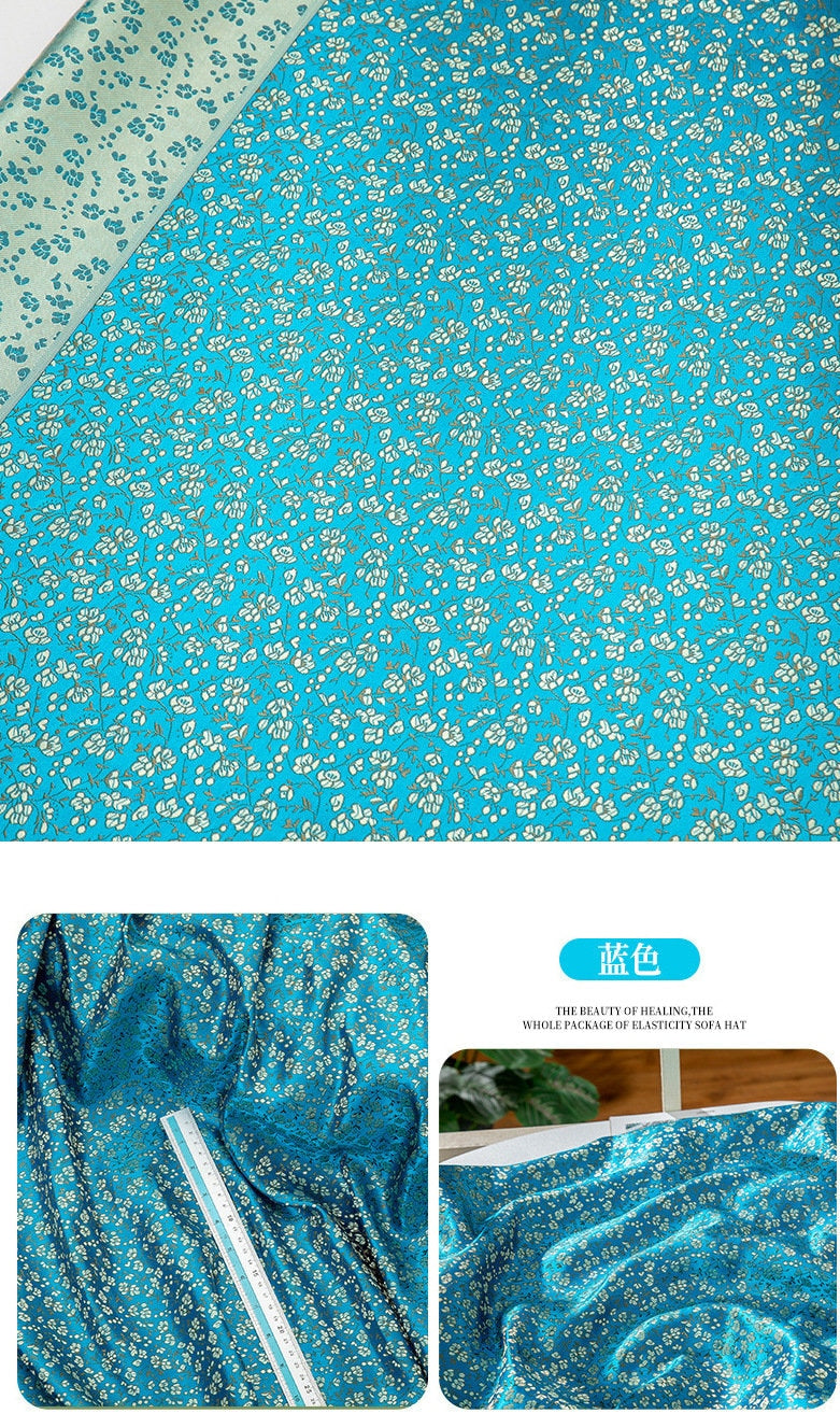 Floral Silk Brocade Fabric: 45" Wide Wedding Costume Sewing Fabric