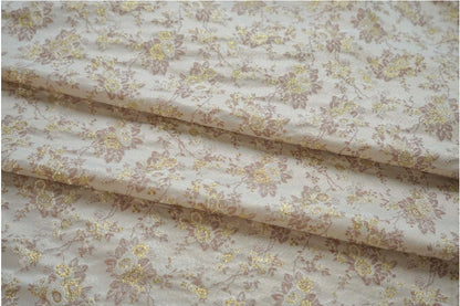 Gold Thread Floral Jacquard Fabric: 3D Texture, 60" Wide
