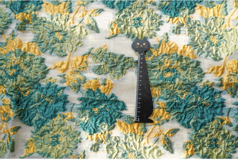 Floral Organza Jacquard Fabric: Gold Thread Upholstery, 56" Wide