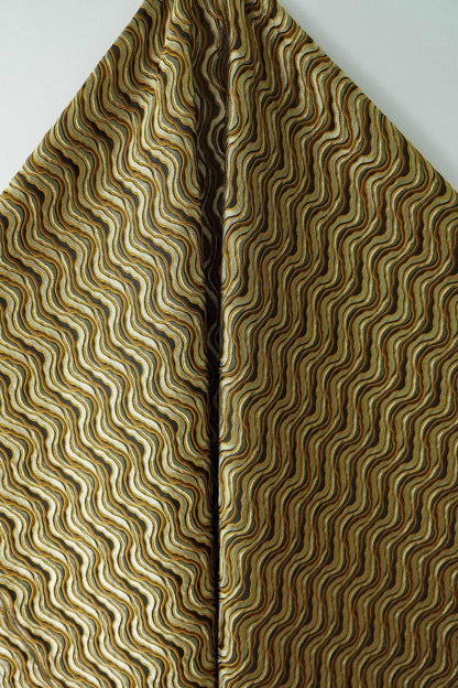 Tissu jacquard à vagues vintage - Tissu texturé 3D en relief pour la couture bohème, l'ameublement et les loisirs créatifs, 140 cm de large