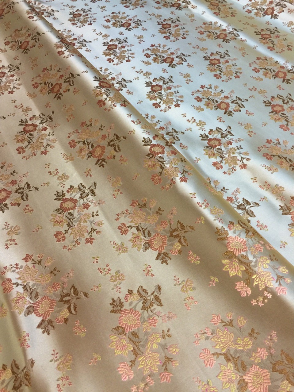 Floral Silk Brocade Fabric: 45" Wide Wedding & Upholstery Fabric