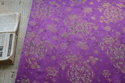 Purple Fish Jacquard Satin Brocade Fabric: Cheongsam Sewing, Home Decor