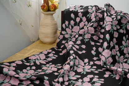 Reversible Pink Flower Jacquard Fabric: Embossed Upholstery, Costume, Curtain (55"W)