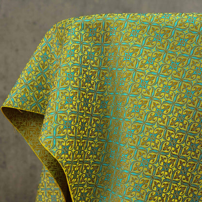 Teal Green Silk Brocade Fabric: Traditional Upholstery & Sewing, 59" Wide