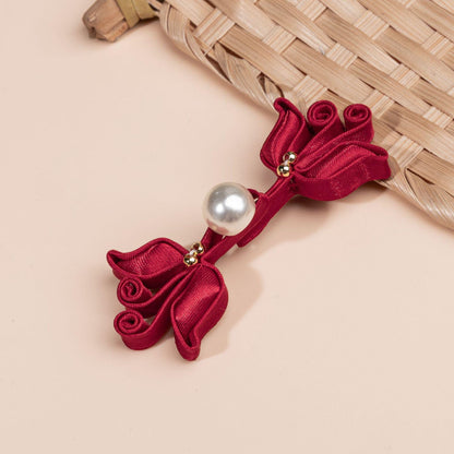 Handmade Chinese Knot Frog Buttons: Pearl Bead Cheongsam Closure