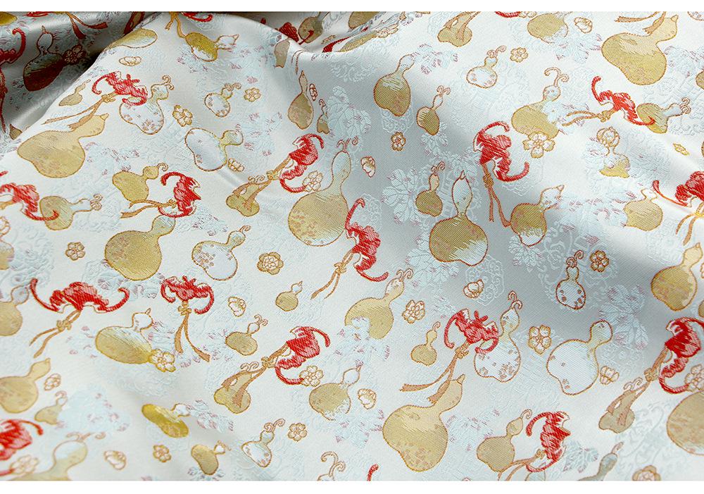 Gourd Brocade Fabric: Red Fortune Design, Cheongsam, Costume, Decor - 59"W