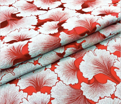Ginkgo Biloba Brocade Fabric: 59"W Silk Blend Damask for Sewing & Upholstery