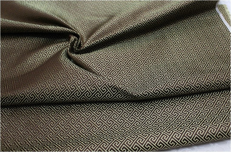 Chinese Brocade Fabric: Small Fret Pattern Silk Rayon Blend