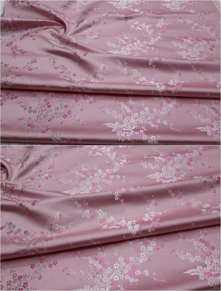 Tissu brocart de soie à motif de fleurs de prunier : tapisserie pour coussin Cheongsam de 150 cm de large