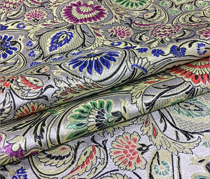 Floral Pineapple Silk Brocade Fabric - 29.5" Wide - By The Meter