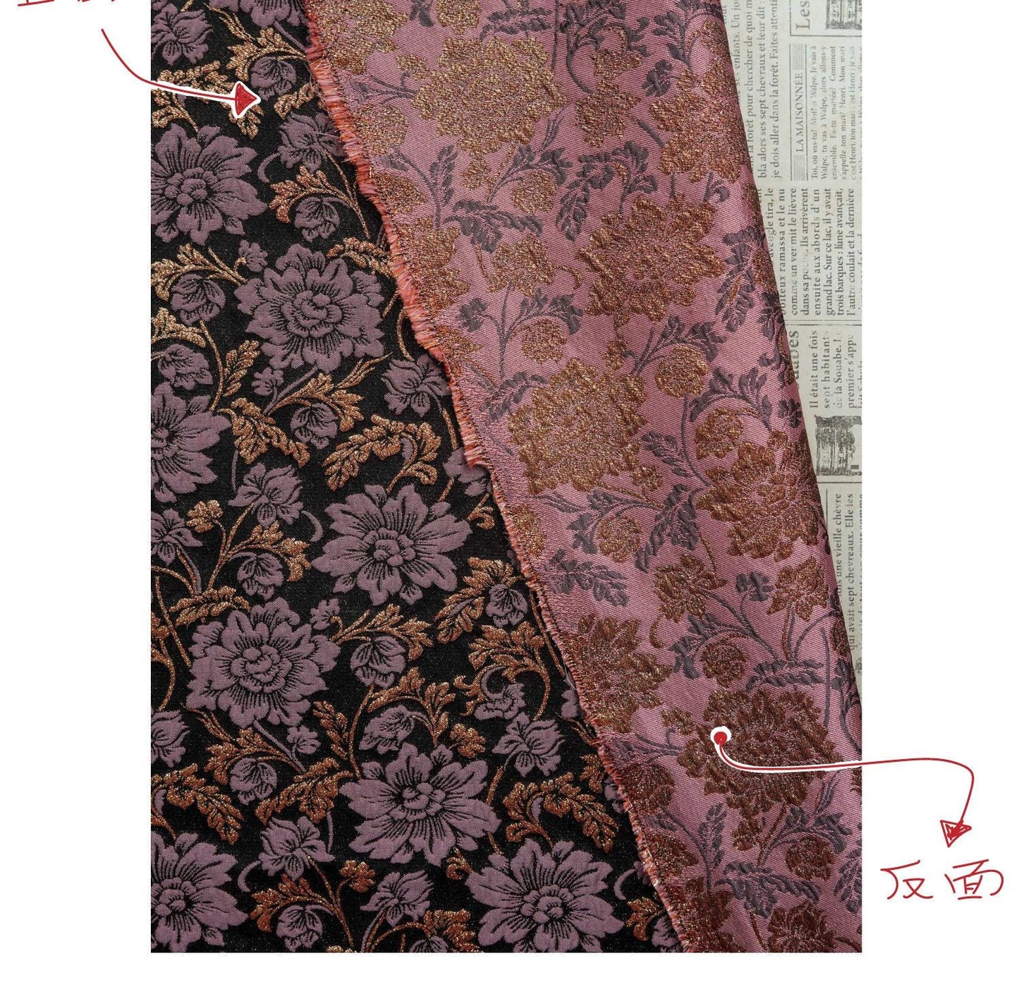 Baroque Floral Jacquard Fabric | Embossed Gold Brocade Upholstery