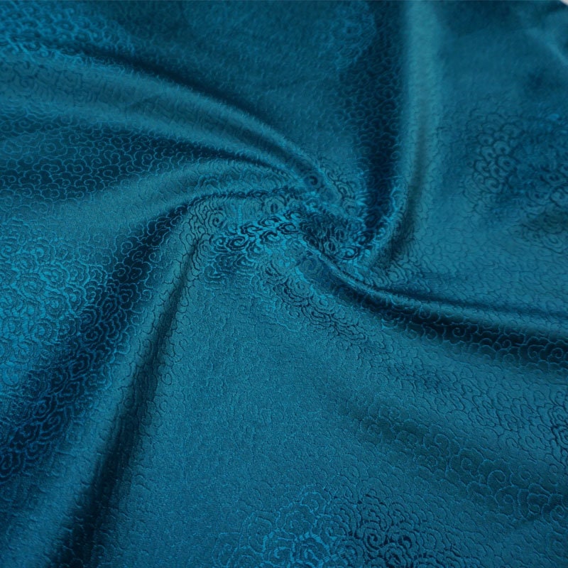 Brocart de rayonne turquoise : Damas chinois, 75 cm de large - Vendu au mètre