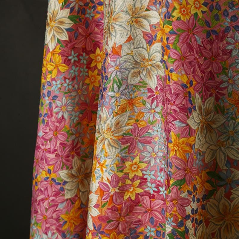Botanical Tencel Linen Fabric: Floral Print, Eco-Friendly (59")