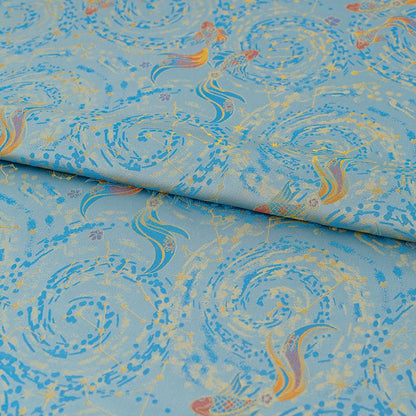 Nishijin Woven Gold Thread Brocade: Double Fish Jacquard Silk Fabric