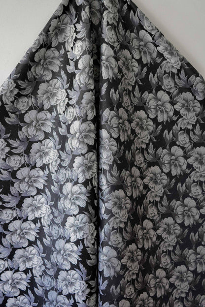 Gold & Silver Floral Jacquard Fabric - 65" Wide