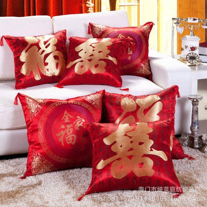 Auspicious Chinese Brocade Fabric: Multi-Color Quilting, Home Decor (48x48cm)