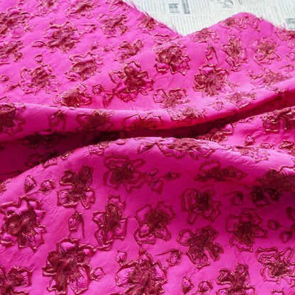 Gold Thread Jacquard Fabric: Fuchsia Upholstery, Costume, & Drapery