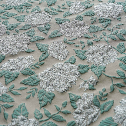 Tissu jacquard floral à fil doré : texture 3D, largeur 160 cm, ameublement et confection