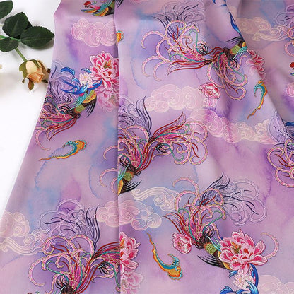 Tissu satin de soie acétate Xiangyun Tea : rideau imprimé numériquement, 150 cm de large