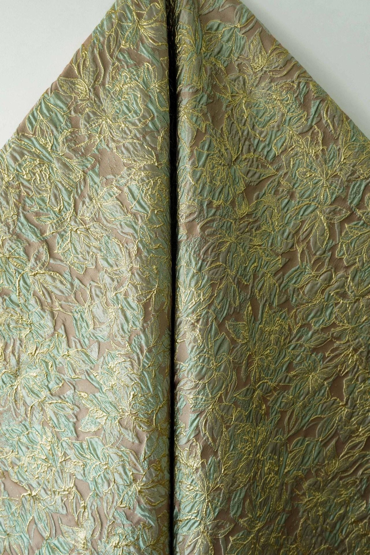 Embossed Floral Jacquard Fabric ��� Gold Thre" Wide