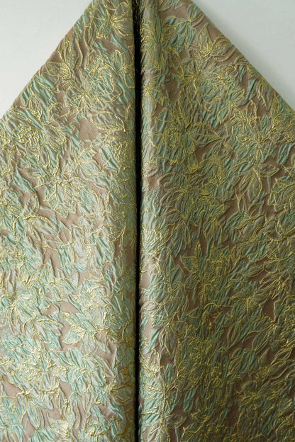 Embossed Floral Jacquard Fabric ��� Gold Thre" Wide