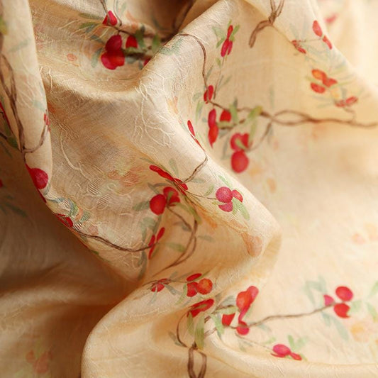 Floral Tencel Ramie Fabric: Sewing Material by Meter