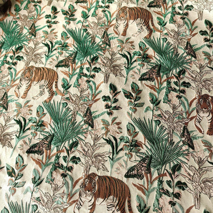 Tissu jacquard tigre : revêtement d’ameublement gaufré de fil doré, 160 cm de large