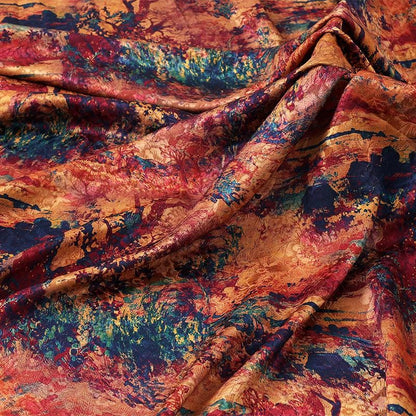 Floral Tea Silk Satin Fabric: Colorful Roses, 59" Wide
