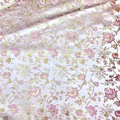 Gold Thread Jacquard Fabric: 3D Embossed Floral Woven Upholstery, Costume, Decor (59"W, By The Meter)