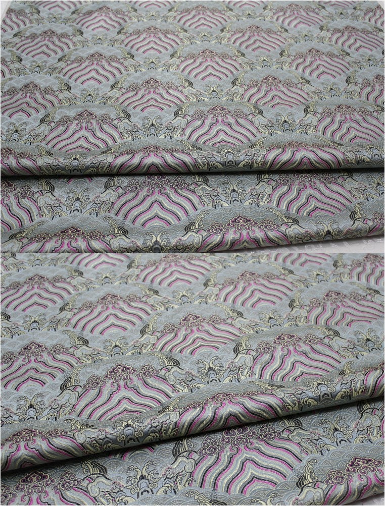 Ocean Waves Silk Rayon Brocade Fabric: Dressmaking Material (29.5"/75cm)