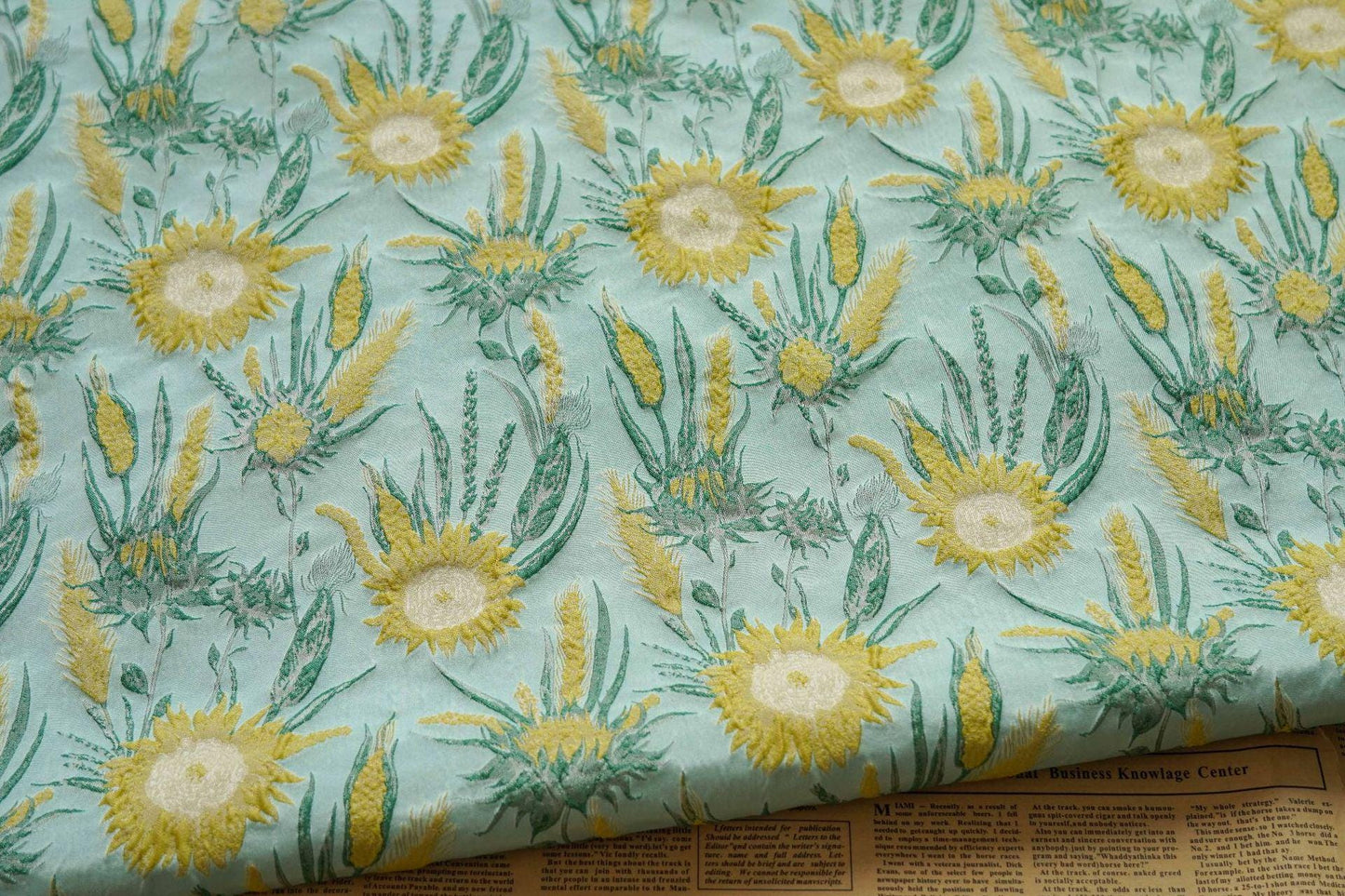 Floral Jacquard Fabric: 3D Texture Oil Painting Style (51"W)