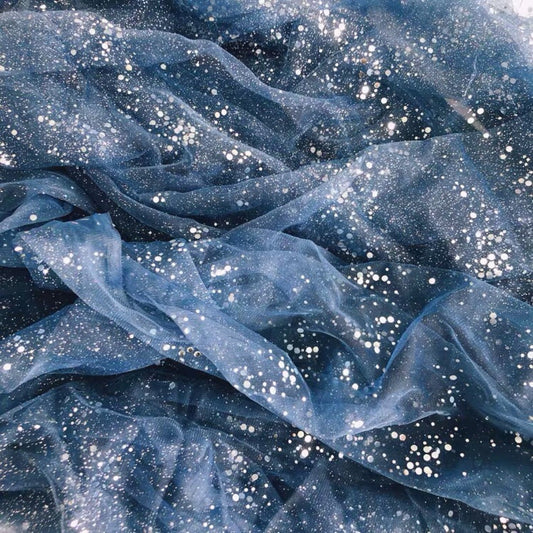 Tissu en maille à sequins brodés galaxie, 150 cm de large, tissu de créateur pour mariage