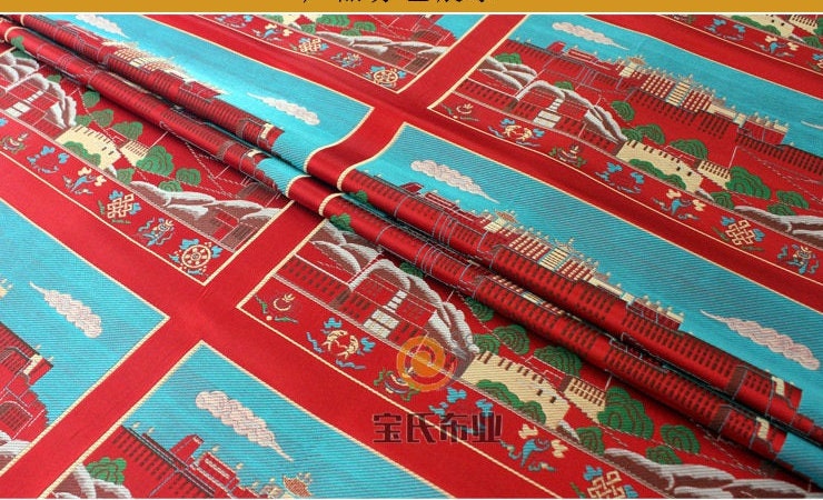 Tissu du palais du Potala tibétain : Tissu d'ameublement ethnique (28 po de largeur)