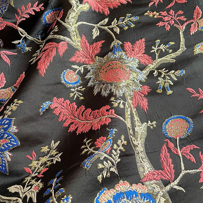 Floral Jacquard Fabric: Gold & Silver Thread, 57" Wide