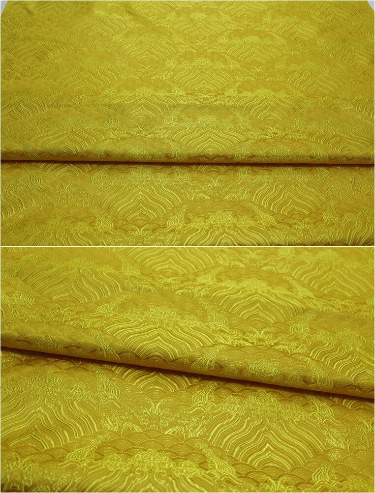 Ocean Waves Silk Rayon Brocade Fabric: Dressmaking Material (29.5"/75cm)
