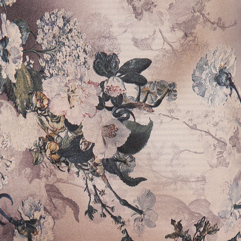 Peony Floral Silk Damask Fabric - 59"W Digital Print