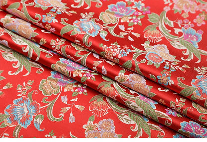 Floral Silk Brocade Fabric: 29.5" Wide, Sewing & Upholstery By The Meter