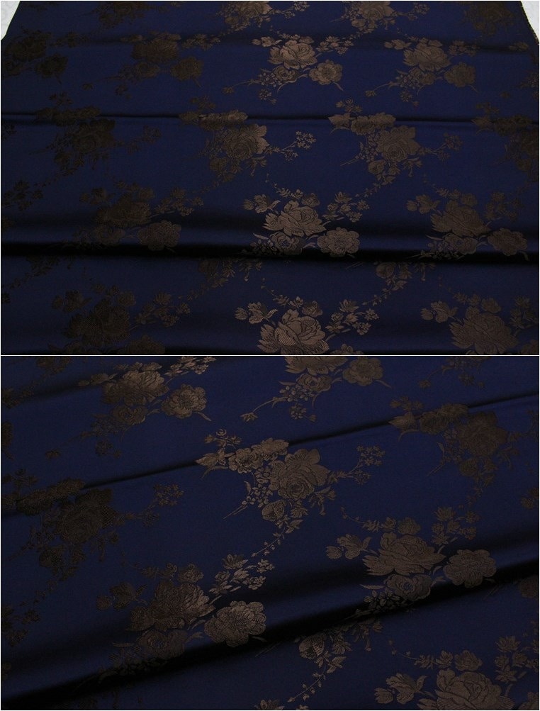 Tissu brocart jacquard à motifs floraux : mélange de soie et de rayonne de style chinois